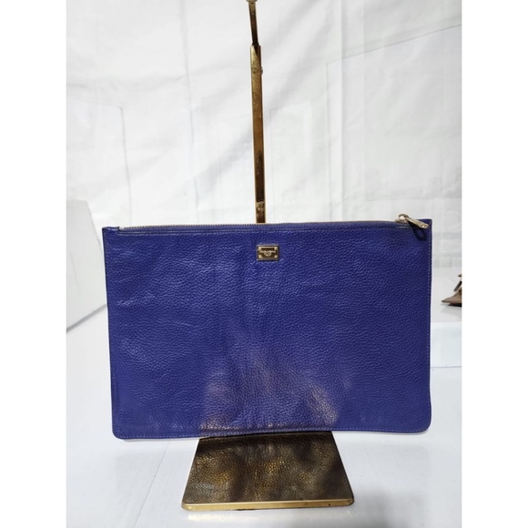 Authentic Dolce & Gabbana Lapis Leather Zip Clutch Blue - Picture 3 of 11